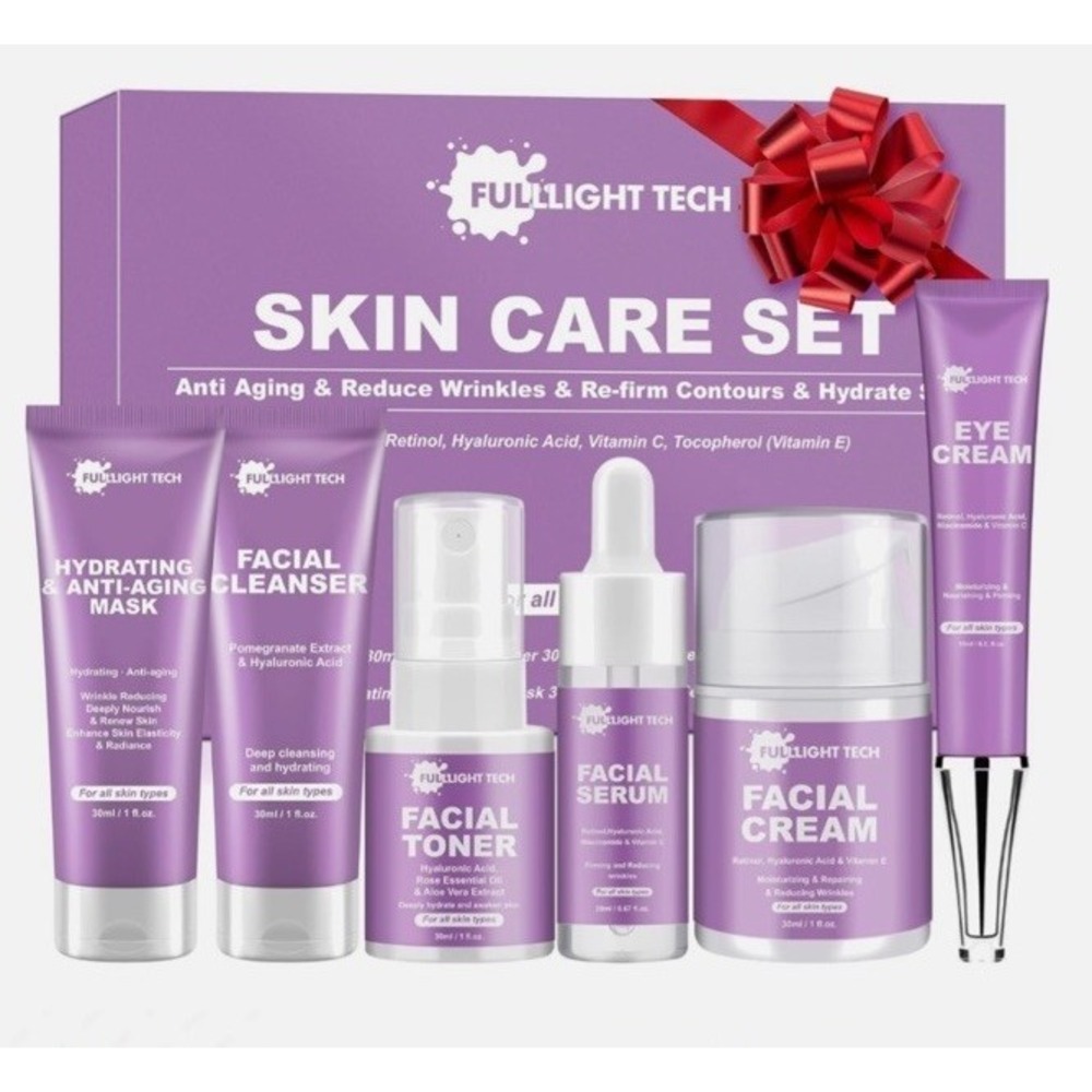 6 Pcs Anti-aging Skincare Set Retinol Serum,Toner,Moisturizer,Cleanser & Mask